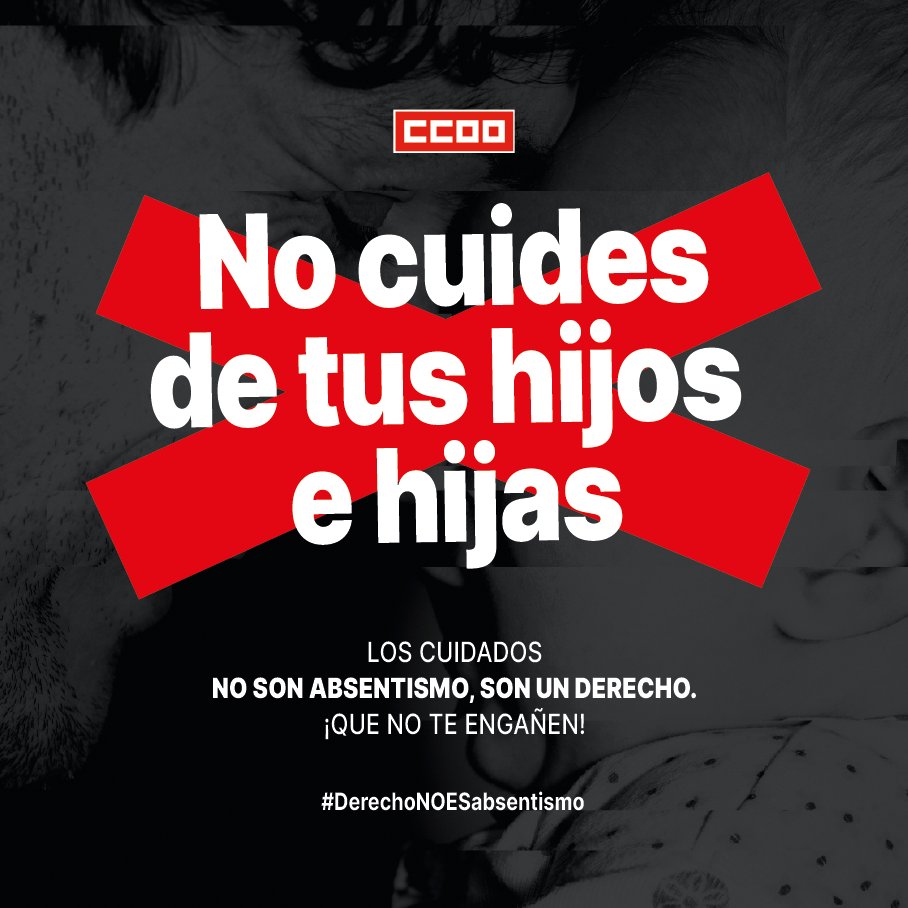 SaludLab_CCOO's tweet image. ¿Llamas ausencia a cuidar?
Cuidar de un hijo o hija no está penalizado. Las tareas de cuidado son las que sostienen la vida. Deberían estar protegidas y reconocidas.
Conciliar no es un privilegio, es un derecho.
#DerechoNOESabsentismo