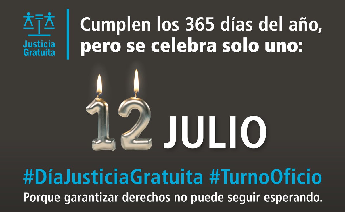 ⚖️𝟭𝟮 𝗗𝗘 𝗝𝗨𝗟𝗜𝗢. 𝗗𝗜𝗔 𝗗𝗘 𝗟𝗔 𝗝𝗨𝗦𝗧𝗜𝗖𝗜𝗔 𝗚𝗥𝗔𝗧𝗨𝗜𝗧𝗔. #DíaJusticiaGratuita #TurnoOficio #porquegarantizarderechosnopuedeseguiresperando <a href="/MargaCerro/">Marga Cerro</a> <a href="/Abogacia_es/">Abogacía Española</a>