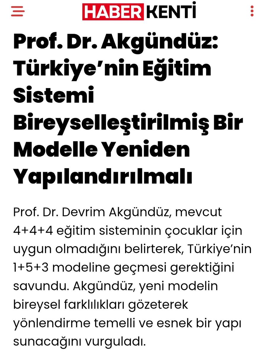"1+5+3 modeli ile esnek ve yönlendirme temelli yapıya geçiş mümkün".

"Her çocuk yeteneklidir ".

"Sosyal adalet ve eşitlikçi politikalar şart".

"Akademik başarı sağlayamayanlar için sertifikalı eğitim modelleri".

"Yetenek ve yönlendirme birimi: Erken çocukluktan yetişkinliğe".