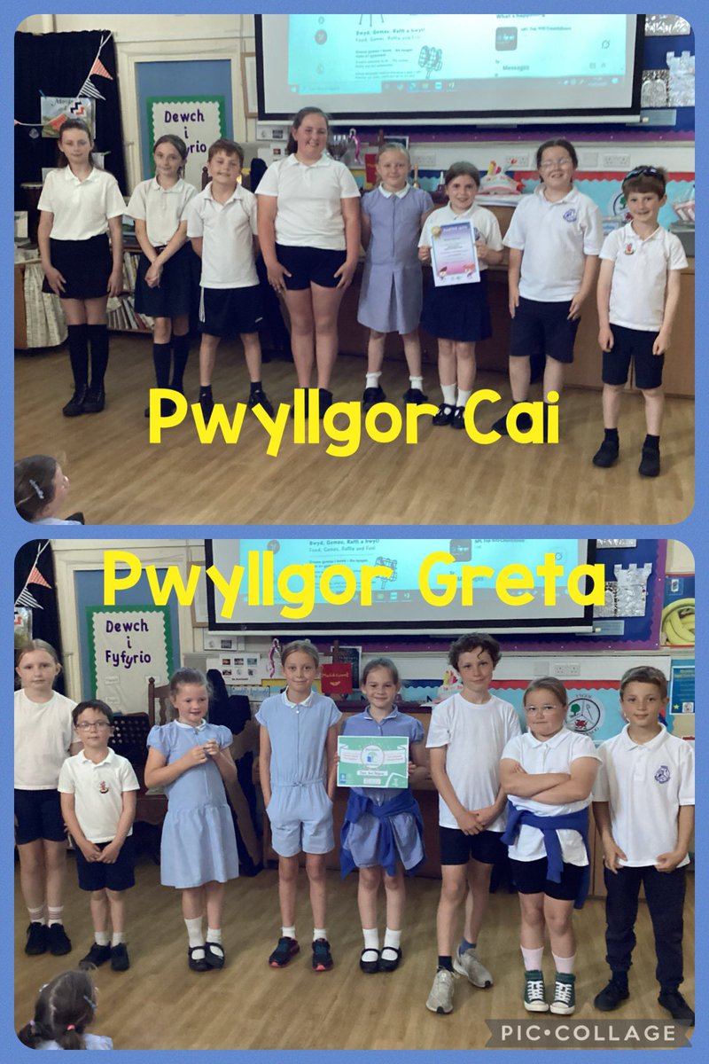 Today we celebrated the children's recent achievements. Praise card and Welsh speaker of the week, Book Quiz Team, individuals who won with the Urdd athletics,Cai Committee-winning Gold award with the LanguageCharter and Greta Committee-winning bronze award with the EcoCouncil👏