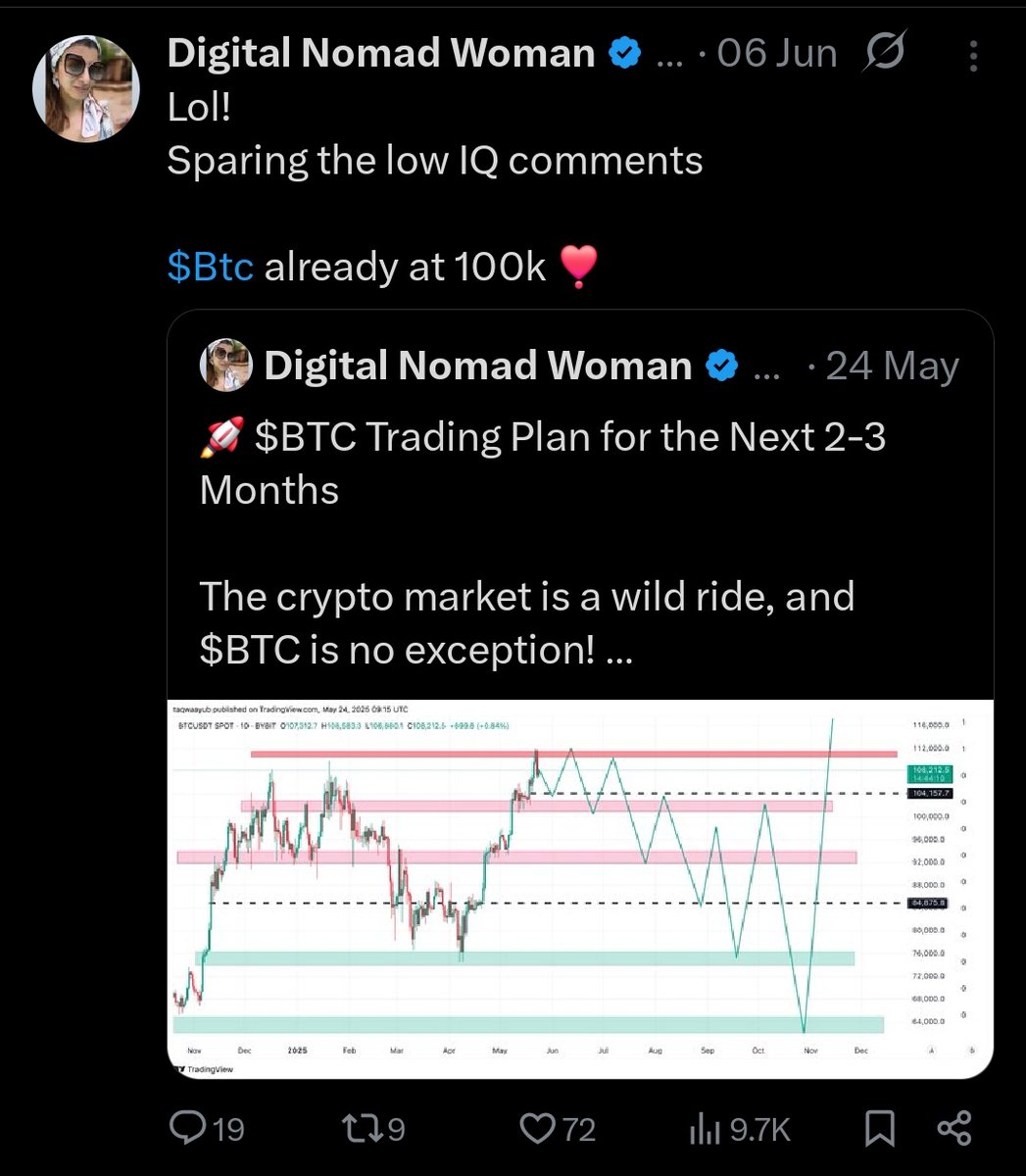 BiterFlike75's tweet photo. @MrFibonnacci @taqwaayub Don't forget this masterpiece 😂😂😂 if she is great at analysis, she wouldn't be broke enough to charge people for her scam private https://t.co/n3qbz7YgG4