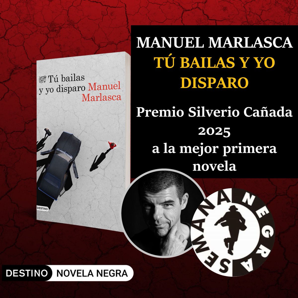 💥¡Noticia! <a href="/manumarlasca/">Manuel Marlasca</a> gana el 🏆Premio Silverio Cañada a la mejor primera novela de la <a href="/snegra/">Semana Negra Gijón</a> con el Grupo X. 

📚 "Tú bailas y yo disparo" 🖤 #DestinoNovelaNegra 

¡Enhorabuena!