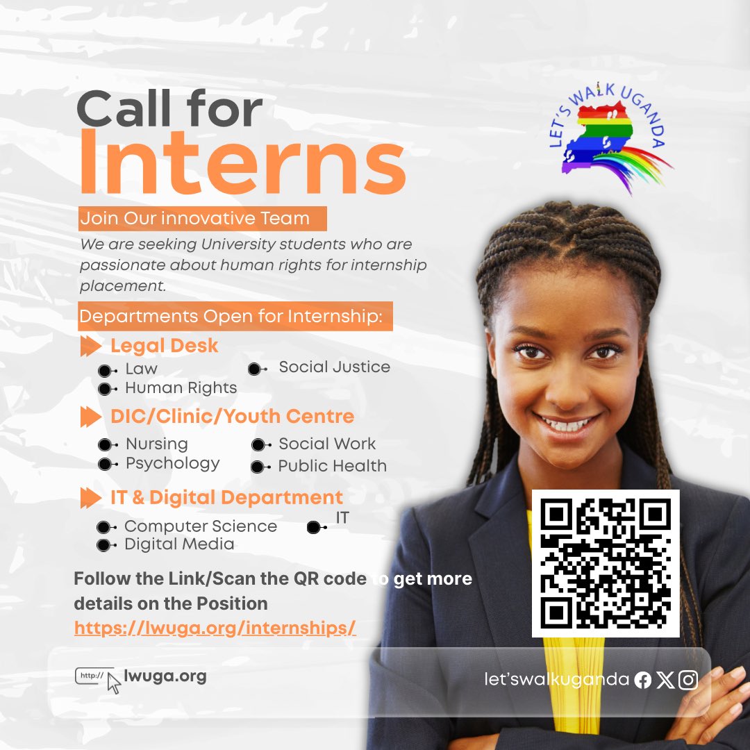 LWUGANDA's tweet photo. Exciting News from Let’s Walk Uganda!
We’re launching our Internship Placement Program a chance for university students in Uganda &amp; abroad to gain hands-on experience in human rights, inclusion, &amp;  justice. From our vibrant team &amp; departments. Learn more: https://t.co/w8vgXLsUQK https://t.co/nAr4jmosPn