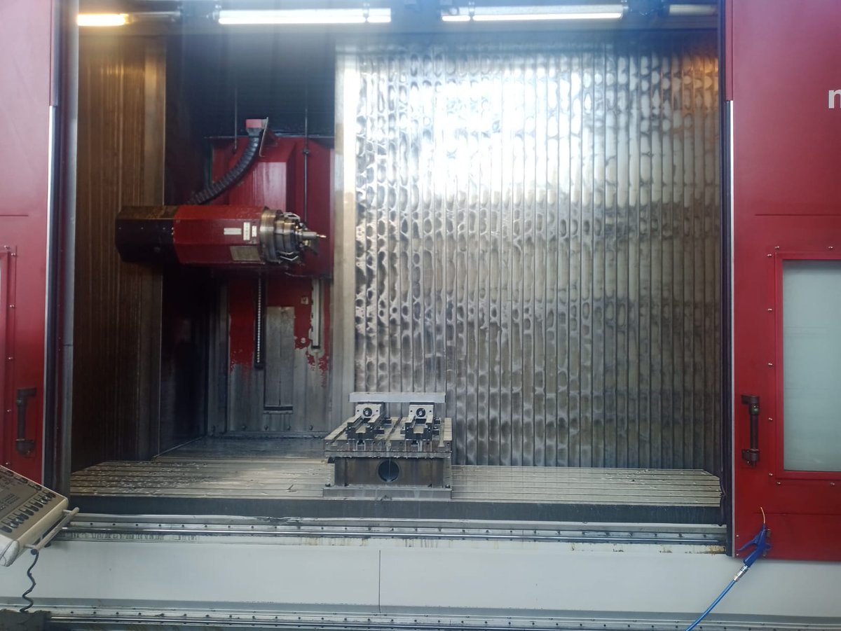 mach4metal's tweet image. 3-axis CNC machine (VMC)MATEC 40 HV 
X 3000mm
Y 825mm
Z 1100mm
B Axis 3 to + 105°
Table L 3500mm
Table W 835mm
Table load 3500
Feed rate X-Axis 48000mm/min.
Feed rate Y-Axis 80000mm/min.
Spindle Taper HSK 100ISO/Bt/Mk
Power on spindle 37kW
Speeds  8000Rpm
ATC  40
#matec #vmc