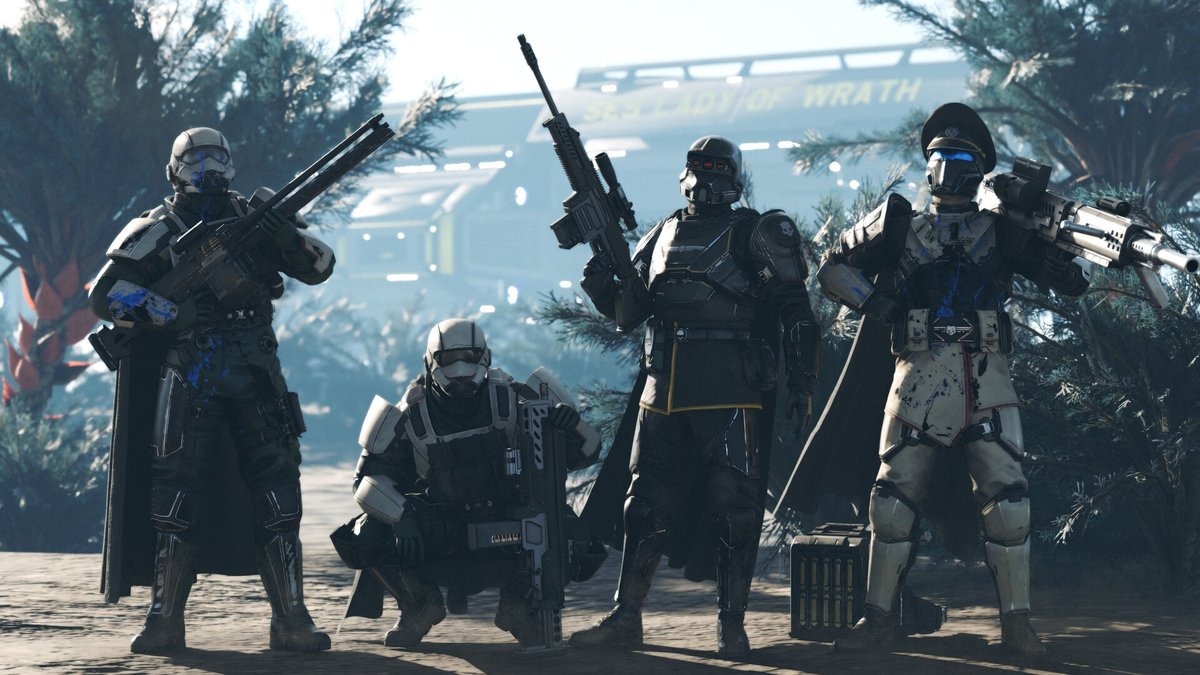 #Helldivers2 | #Helldivers2Art  

> 4 Level 150s
> Everyone knows their shit
> Little to no deaths
> No mic
> Full map clear

Art by <a href="/Planet_Machina/">Planet Machine</a>