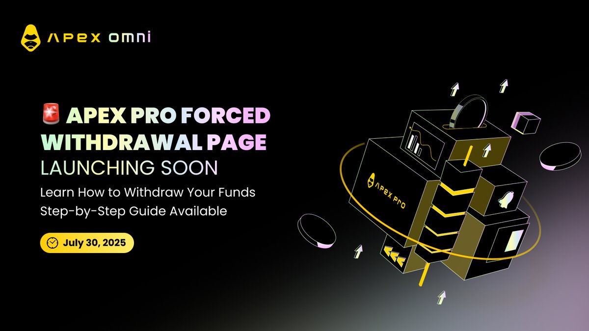 🚨【重要｜ApeX Pro 強制出金に関するお知らせ】 7月14日：ApeX Proのすべてのページが掲載停止 7月30日：「強制出金ページ」公開  → 出金申請が可能に ApeX Proに資金を残している方は、必ず事前に確認をお願いします。 ⏳カウントダウンはすでに始まっています。 🧾詳細 ...