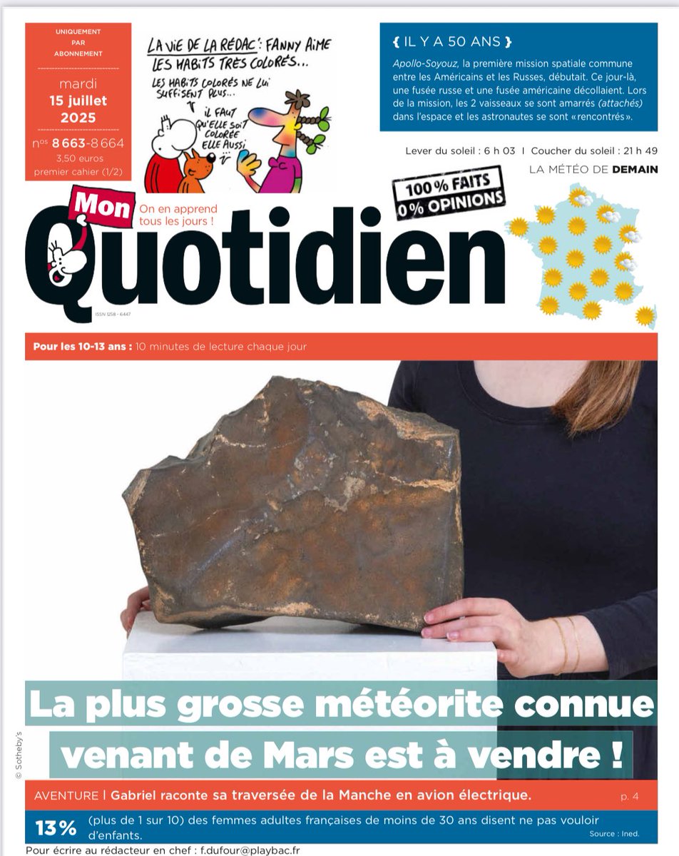 Bientôt en Une du seul quotidien en France pour enfants…