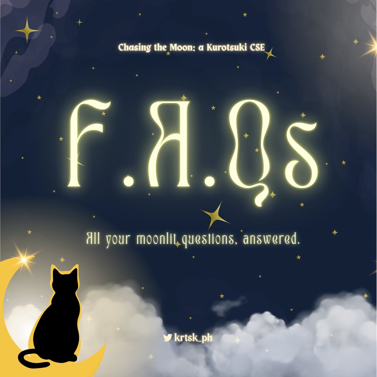 Krtsk_PH's tweet image. 🪄✨ Your moonlit invitation awaits…
We’ve gathered the answers to your most wondrous questions. 🐈⬛🌙
From registrations to merch magic — it’s all in our FAQ scroll. 🌙📜
#ChasingTheMoon
#KRTSKCSE2025
