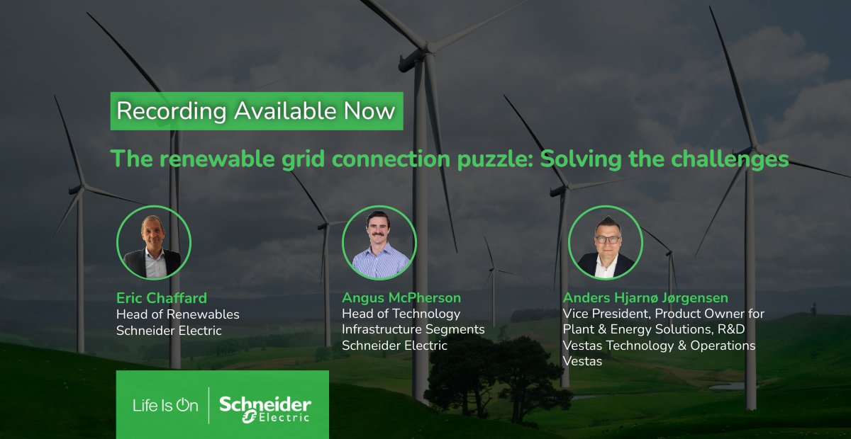 bahlowkey's tweet photo. Last week, Eric Chaffard, Angus McPhersnon, and Anders Hjarnø Jørgensen from Vestas discussed renewable integration into power grids during a Smart Energy International webinar.

Missed it? No problem, watch now: https://t.co/dY6MOqwhHp

#GridsOfTheFuture #LifeIsOn https://t.co/kIAvuh37Nk