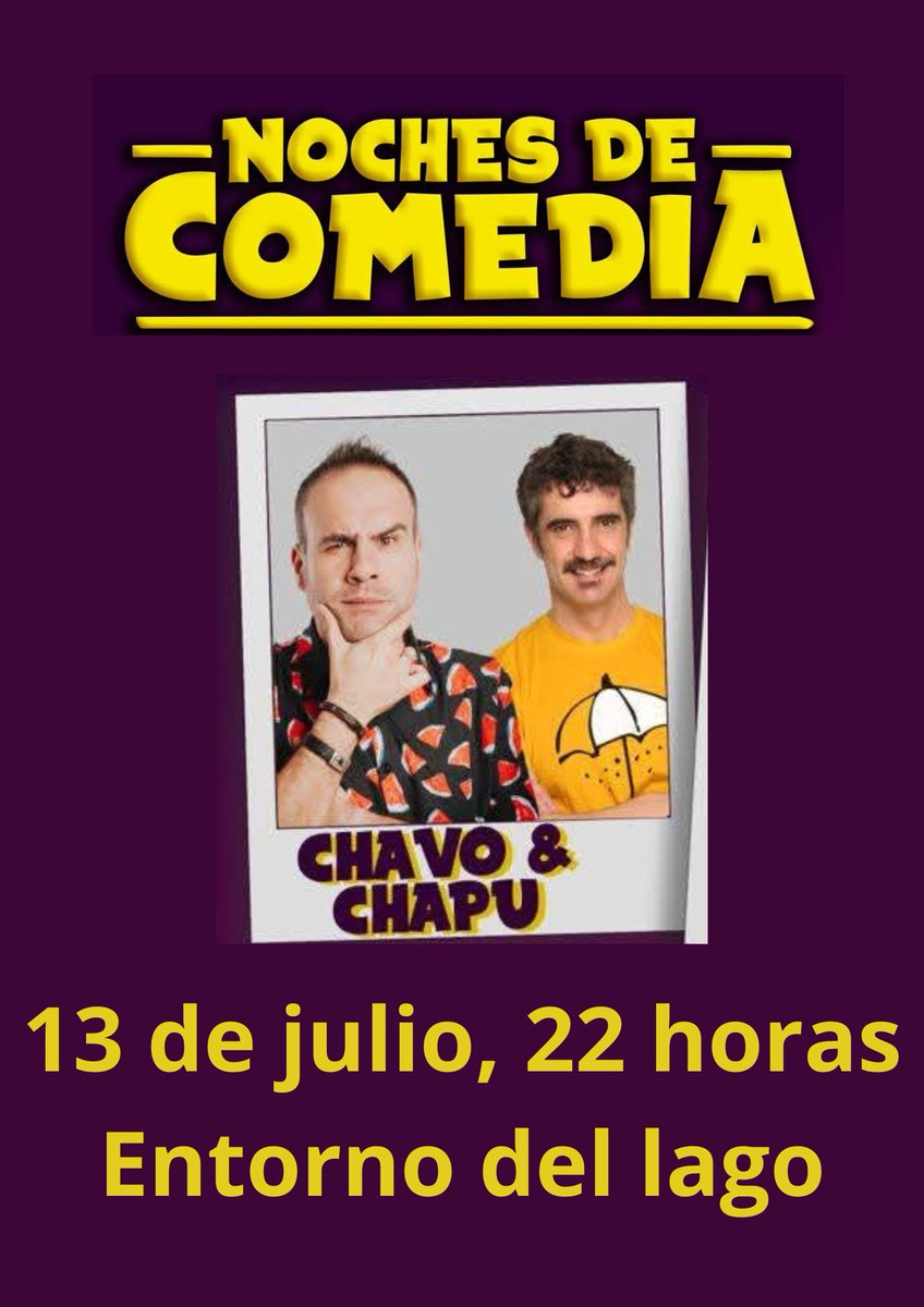 Hoy podremos disfrutar del monólogo de "Noches de Comedia" aplazado por la tormenta del pasado 4 de julio... Que nadie se lo pierda...

#LagunadeDuero #ConcejalíadeTurismo @franelchavo <a href="/robertochapu1/">Roberto Chapu</a> @goriproducciones