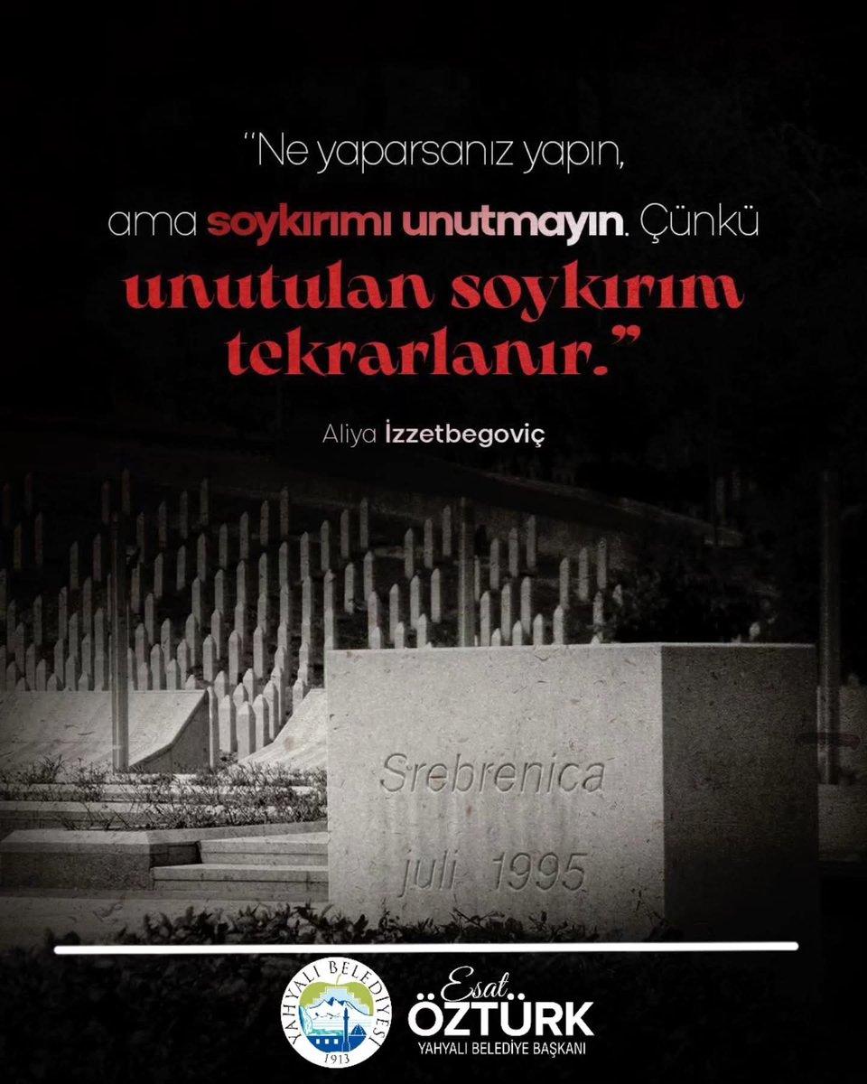 30 yıl önce, insanlık tarihine kara bir leke olarak geçen Srebrenitsa Soykırımında şehit edilen Boşnak kardeşlerimizi rahmetle anıyoruz. Bu soykırımı unutmadık, unutturmayacağız.
