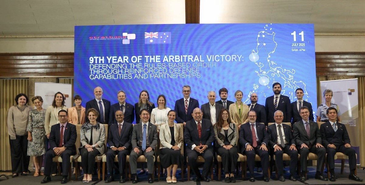 Very happy for taking part as a speaker to the <a href="/StratbasePH/">STRATBASE</a> Conference on the 9th anniversary of the 2016 arbitral award, together with an impressive number of PH 🇵🇭 and international partners committed in supporting the rules-based international order.
📷 <a href="/StratbasePH/">STRATBASE</a>