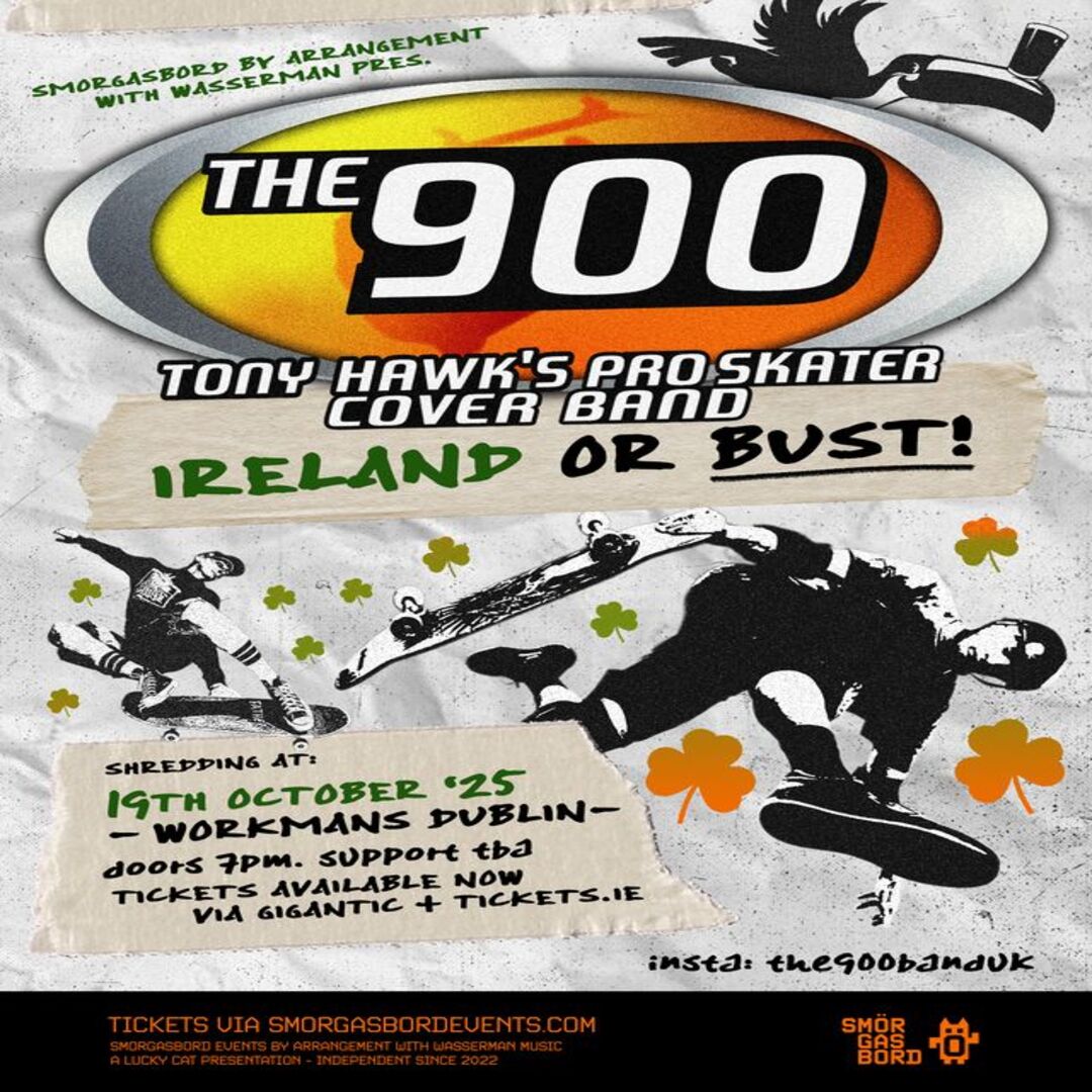 🚨 𝗢𝗡 𝗦𝗔𝗟𝗘 𝗡𝗢𝗪 🚨

The UK's First and Only Tony Hawk Pro Skater Cover Band, <a href="/The900banduk/">The 900</a> are coming to Dublin with a new show in the <a href="/WorkmansDublin/">The Workmans Club</a> on Sunday the 19th October.

Tickets on sale NOW  👉 bit.ly/The900-TWC

#SmorgasbordEvents