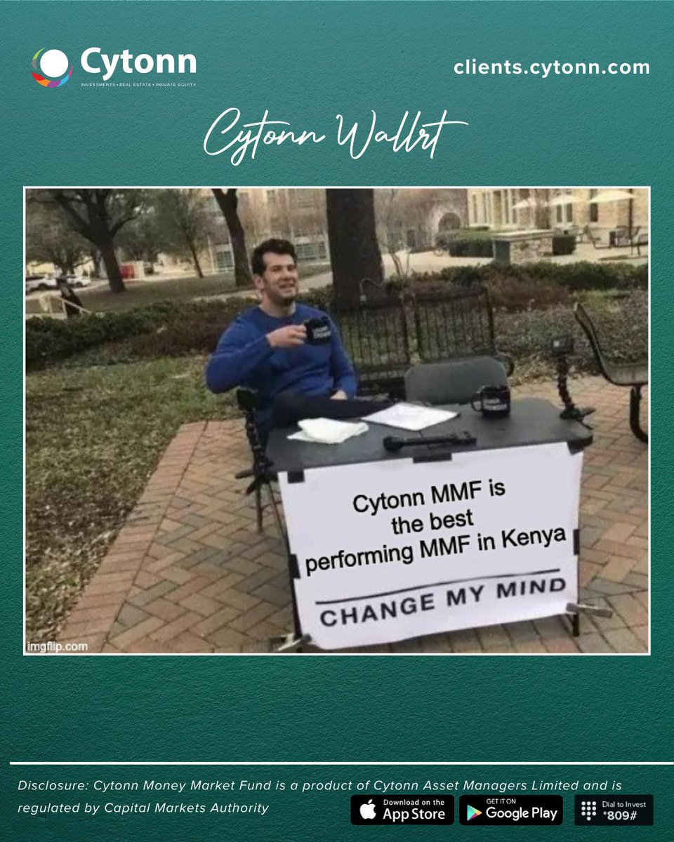 Other MMFs: ‘We’re trying our best.’
Cytonn MMF: ‘Hold my beer.'

Dial *809# or Download the Cytonn App here – clients.cytonn.com/mobile or Sign up at clients.cytonn.com or just tell our AI to do it for you clients.cytonn.com/cytonn-ai-assi…

#CytonnAI #CytonnWallet #CMMF #nahaturingi