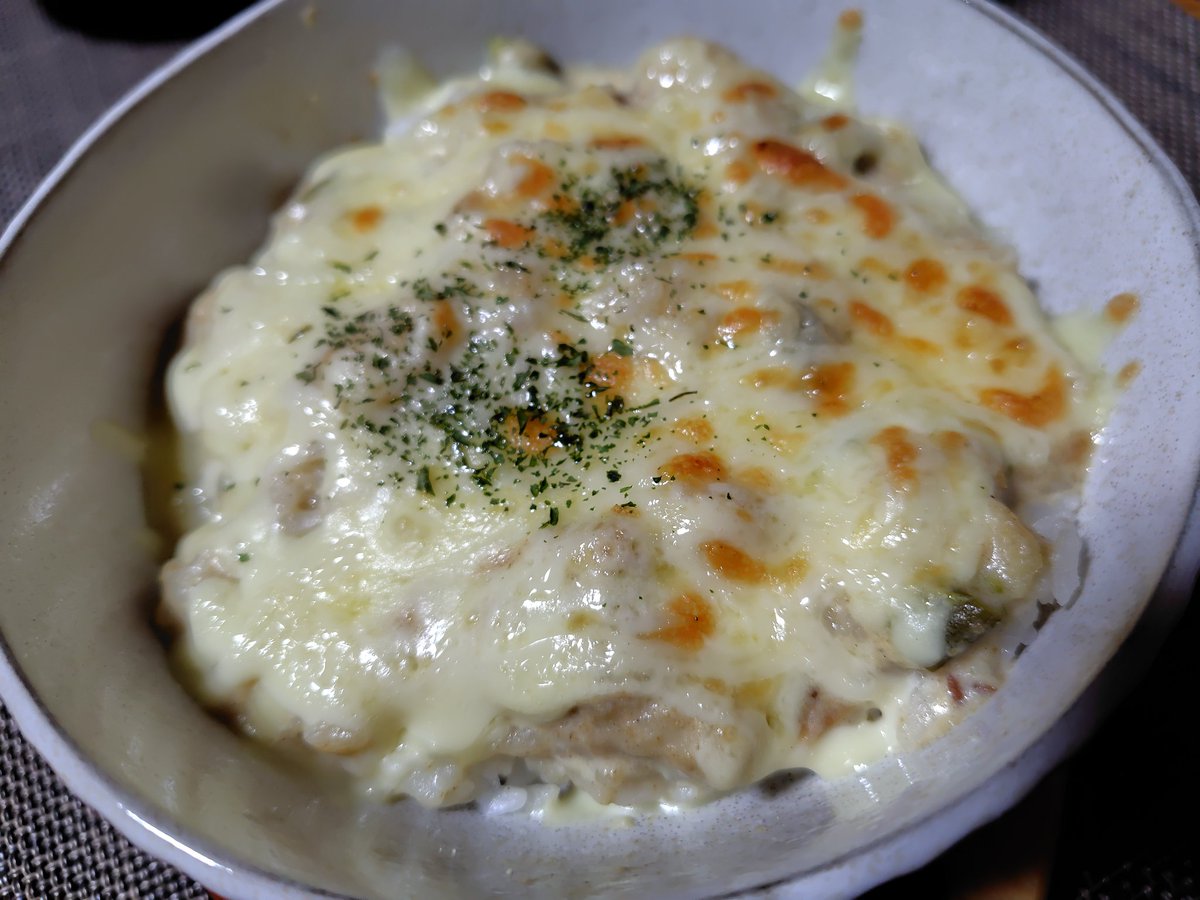 ホワイトカレーの残りでドリア