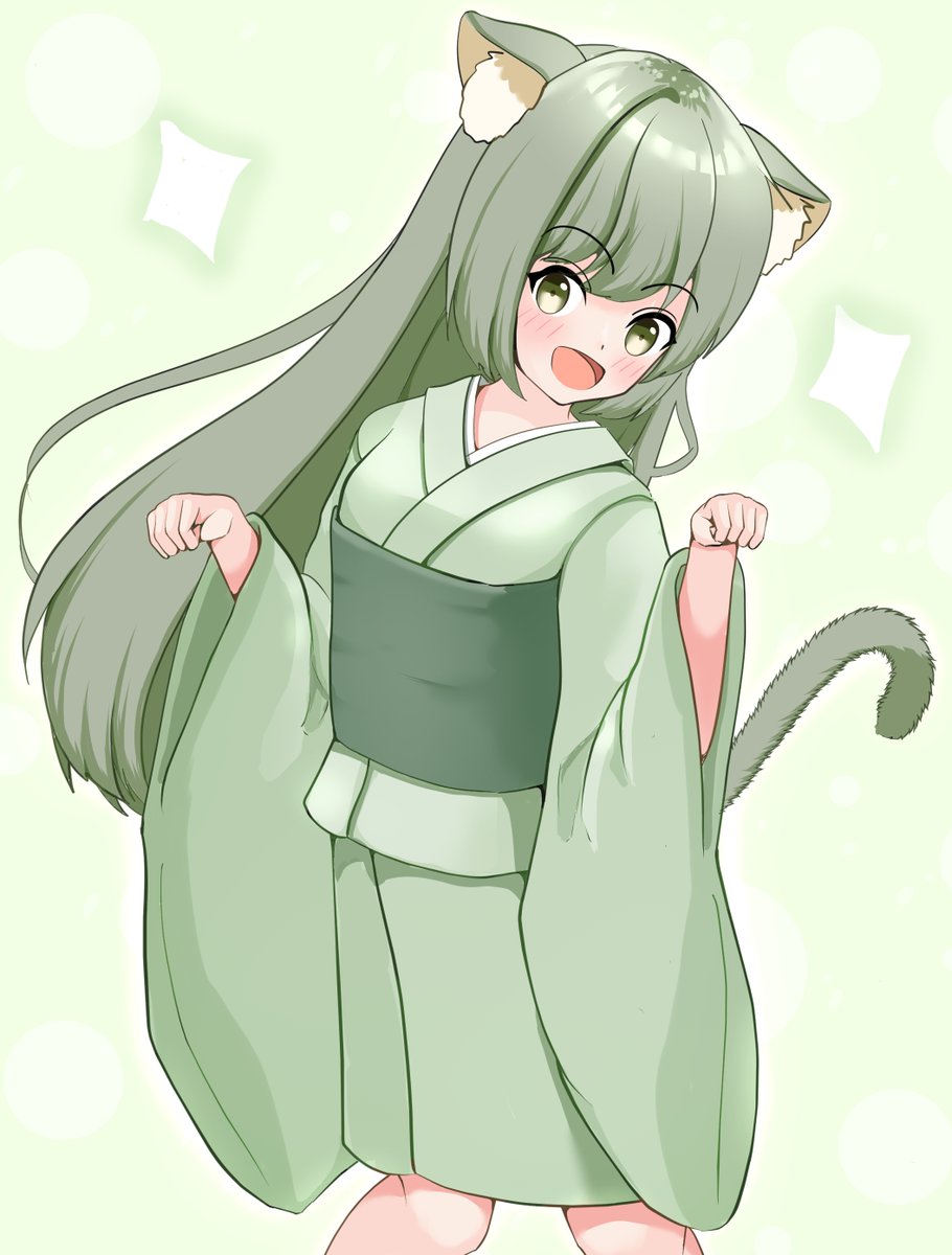 garu003's tweet image. 着物でネコのポーズ🐈🐈