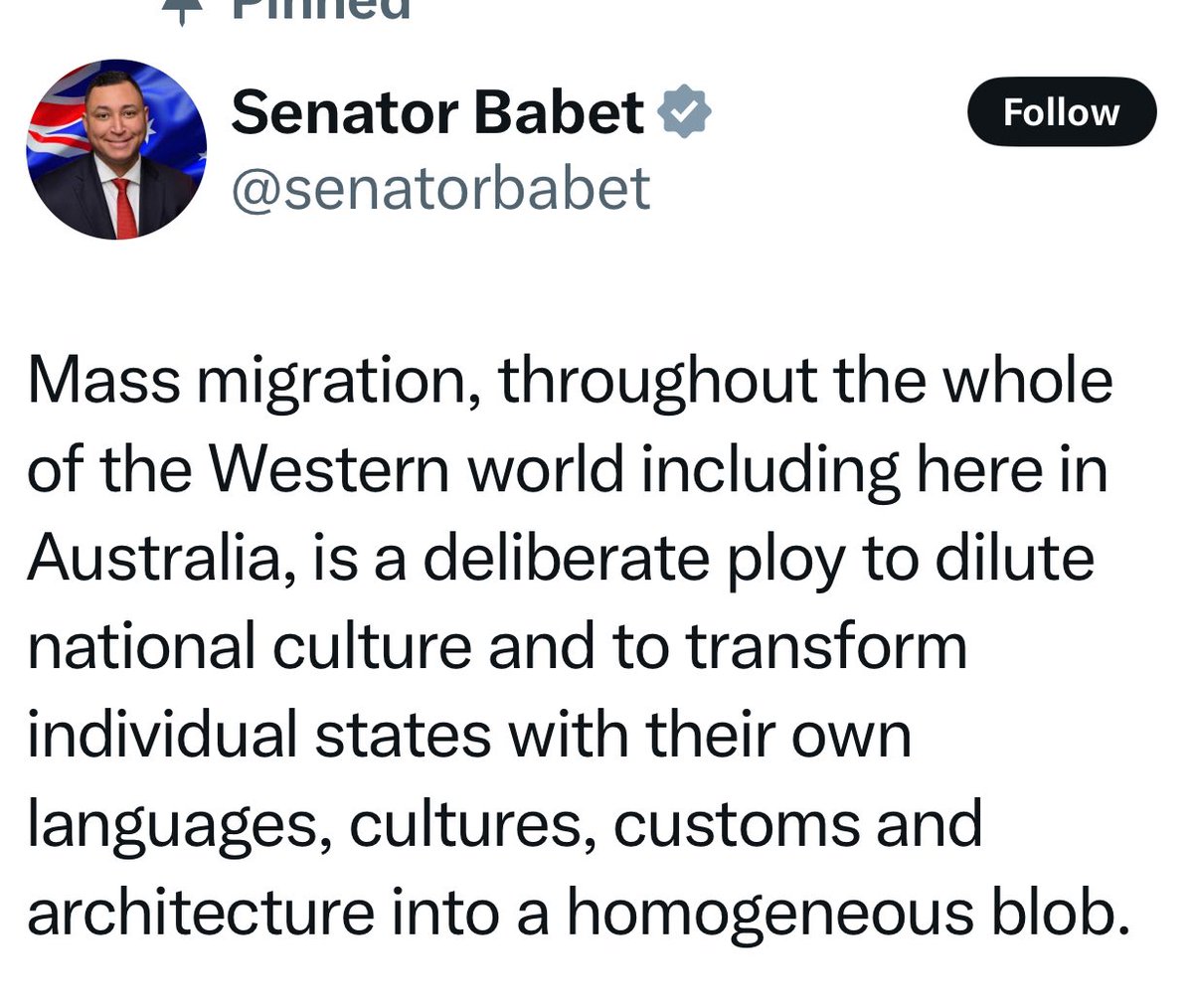 This from the bloke who was born in Mauritius and migrated to Australia   Talk about cognitive dissonance!  What a muppet