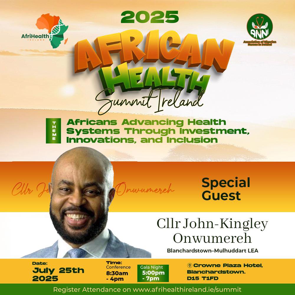 Association of Nigerian Nurses in Ireland (@anni_nurse) on Twitter photo We are honored to welcome <a href="/JKOnwumereh/">Cllr. JK Onwumereh</a> to the African Health Summit Ireland 2025! <a href="/AfriHealthIre/">African Health Summit Ireland</a>
🎟️ Haven’t registered yet?
Tap the link in our bio now to secure your seat – don’t miss this!
afrihealthireland.ie/summit/
#Inclusion
#Investment
#HealthInnovation We are honored to welcome <a href="/JKOnwumereh/">Cllr. JK Onwumereh</a> to the African Health Summit Ireland 2025! <a href="/AfriHealthIre/">African Health Summit Ireland</a>
🎟️ Haven’t registered yet?
Tap the link in our bio now to secure your seat – don’t miss this!
afrihealthireland.ie/summit/
#Inclusion
#Investment
#HealthInnovation