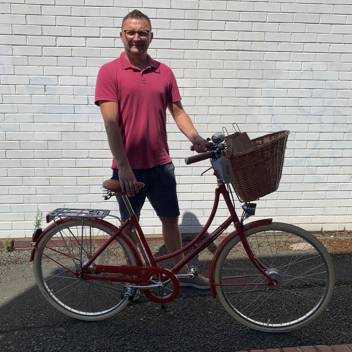 Janusz collecting his wife's new <a href="/pashleycycles/">Pashley Cycles</a>  Britannia.