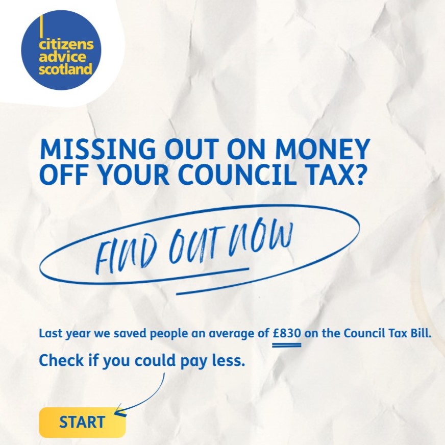 Are you paying more Council Tax than you really need to?
Check our tool at checkmycounciltax.scot to see if you can claim a discount or reduction.

For anything else, get in touch
📱 01324626070
👉 falkirkcab.org.uk/get-advice