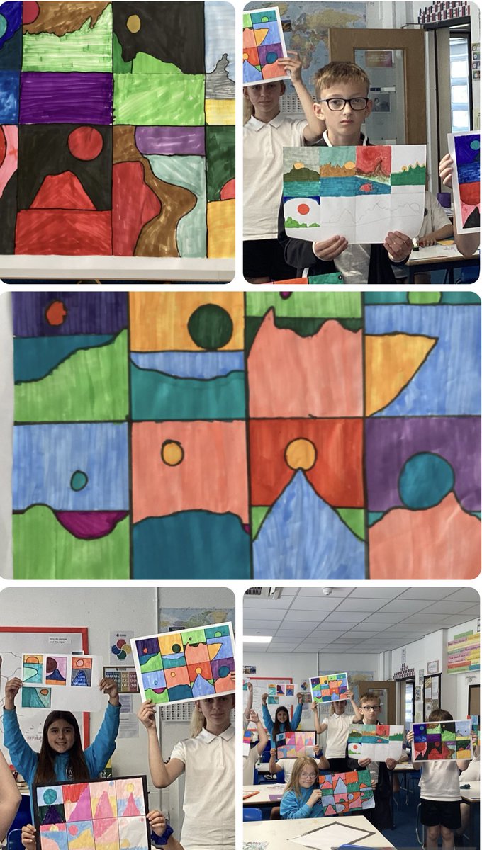 Swan class created some fabulous art today.  They used the technique of just 3 lines.  Straight, curved and rugged.  Similar to the artist, Etel Adnan.  
<a href="/NWATrust/">NWA_Trust</a> 
#nwatwpaart