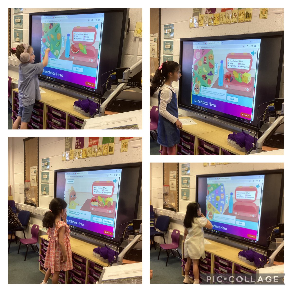 We have been learning about healthy and unhealthy food. We played a game to make healthy choices in our lunch boxes.