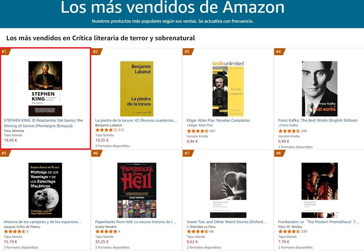 Tony Jiménez (@tjstrangerking) on Twitter photo "Stephen King: El resplandor del genio", mi nuevo ensayo sobre el de Maine, publicado por Berenice/Almuzara, en el número 1 de Amazon.
¡Muchísimas gracias por hacerlo posible, lectores constantes y fieles!
<a href="/JavierAlmuzara/">Javier Ortega</a>
<a href="/BereniceLibros/">Editorial Berenice</a>
<a href="/AlmuzaraLibros/">Almuzaralibros</a> "Stephen King: El resplandor del genio", mi nuevo ensayo sobre el de Maine, publicado por Berenice/Almuzara, en el número 1 de Amazon.
¡Muchísimas gracias por hacerlo posible, lectores constantes y fieles!
<a href="/JavierAlmuzara/">Javier Ortega</a>
<a href="/BereniceLibros/">Editorial Berenice</a>
<a href="/AlmuzaraLibros/">Almuzaralibros</a>