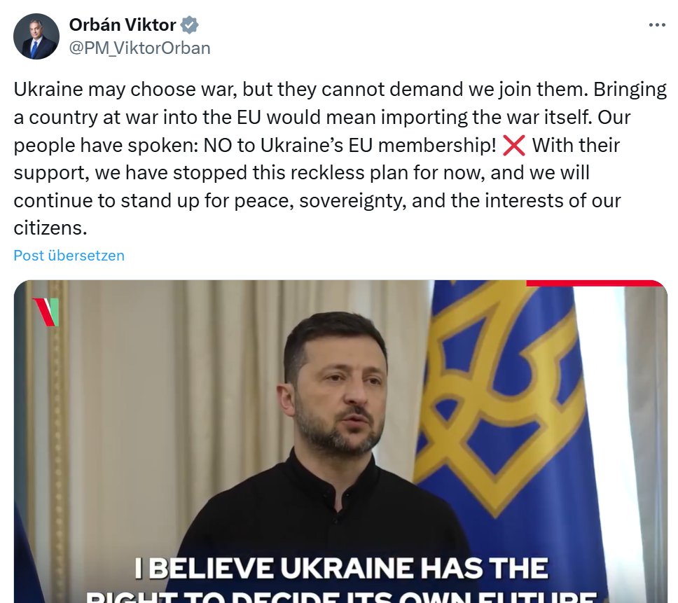'Die Ukraine mag sich für Krieg entscheiden, aber sie kann nicht verlangen, dass wir uns anschließen...'

Nicht zu fassen, schändliche Täter-Opfer-Umkehr!

Was für ein elendiges Schandmaul, was für ein unsägliches, lügendes Arschloch. Und sowas ist Premier in einem EU-Land!  🤦‍♂️