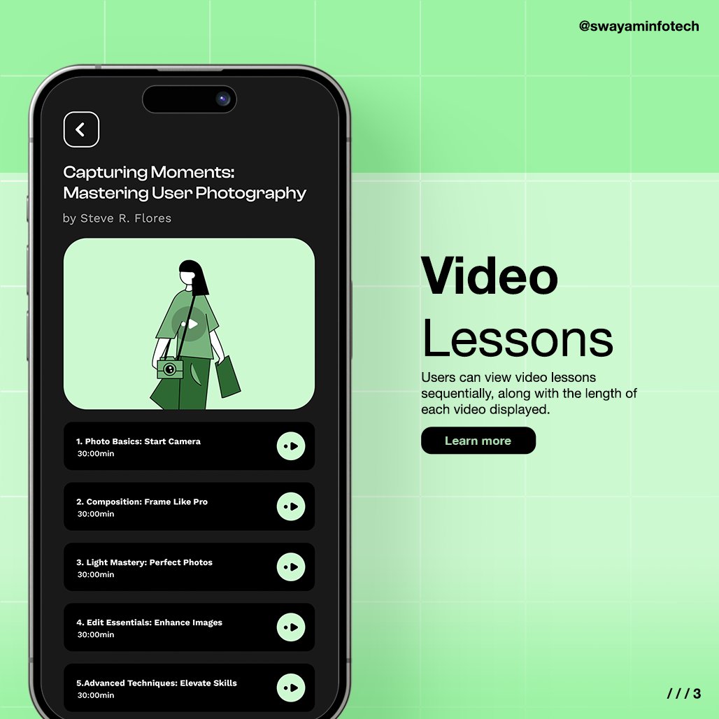 swayaminfotech's tweet image. Explore the power of online learning with our e-learning app💻. Introducing the Smart Learn Video Application🎥an innovative e-learning platform 🌐
.
🌐Visit: swayaminfotech.com/smart-learn-vi… 
.
#elearningappdevelopment #elearningvideoapp #smartlearnapp #smartphone #swayaminfotech