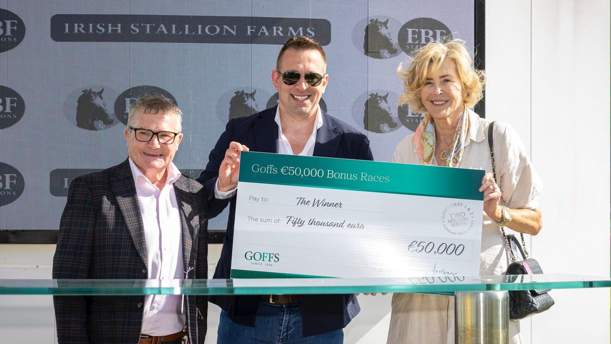 Goffs (@goffs1866) on Twitter photo Another Goffs €50K Bonus for Bond Thoroughbreds & <a href="/ptwomeyracing/">Paddy Twomey Racing</a>!
Phenomenal Filly follows American Bar, both Orby buys by Jason Kelly who shared:
“Two Million Series is a great incentive. I'm fortunate to have sourced two €50K winners. Looking forward to this year’s Orby!” Another Goffs €50K Bonus for Bond Thoroughbreds & <a href="/ptwomeyracing/">Paddy Twomey Racing</a>!
Phenomenal Filly follows American Bar, both Orby buys by Jason Kelly who shared:
“Two Million Series is a great incentive. I'm fortunate to have sourced two €50K winners. Looking forward to this year’s Orby!”
