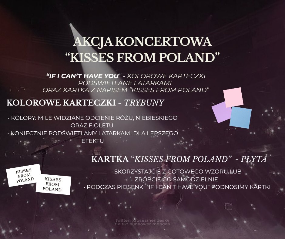 AKCJA KONCERTOWA - KISSES FROM POLAND”

5 sierpnia na koncercie Shawna nie może zabraknąć legendarnej i ikonicznej akcji „Kisses from Poland”! 

<a href="/ShawnAccess/">ShawnAccess</a> <a href="/ShawnMendes/">Shawn Mendes</a> 

 #ShawnOnTheRoadAgain