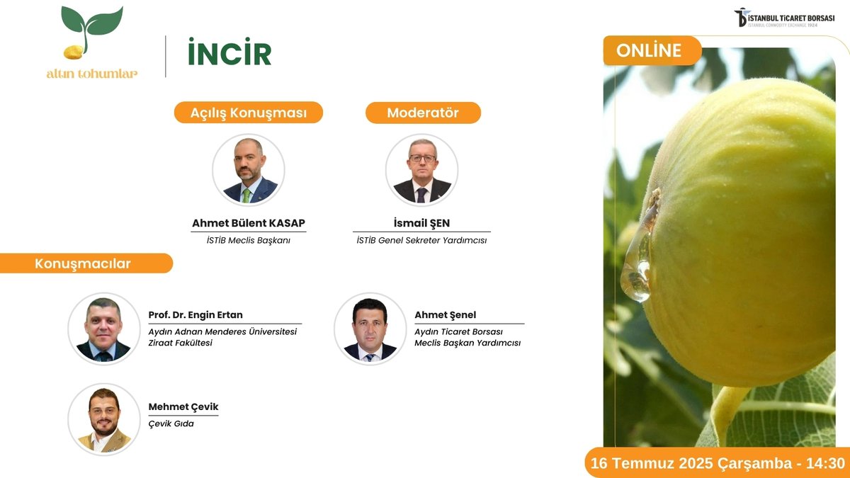 İstanbul Ticaret Borsasının aylık olarak düzenlediği Altın Tohumlar toplantılarında bu ay “İncir” başlığı ele alınacak. tinyurl.com/3e3tmaep