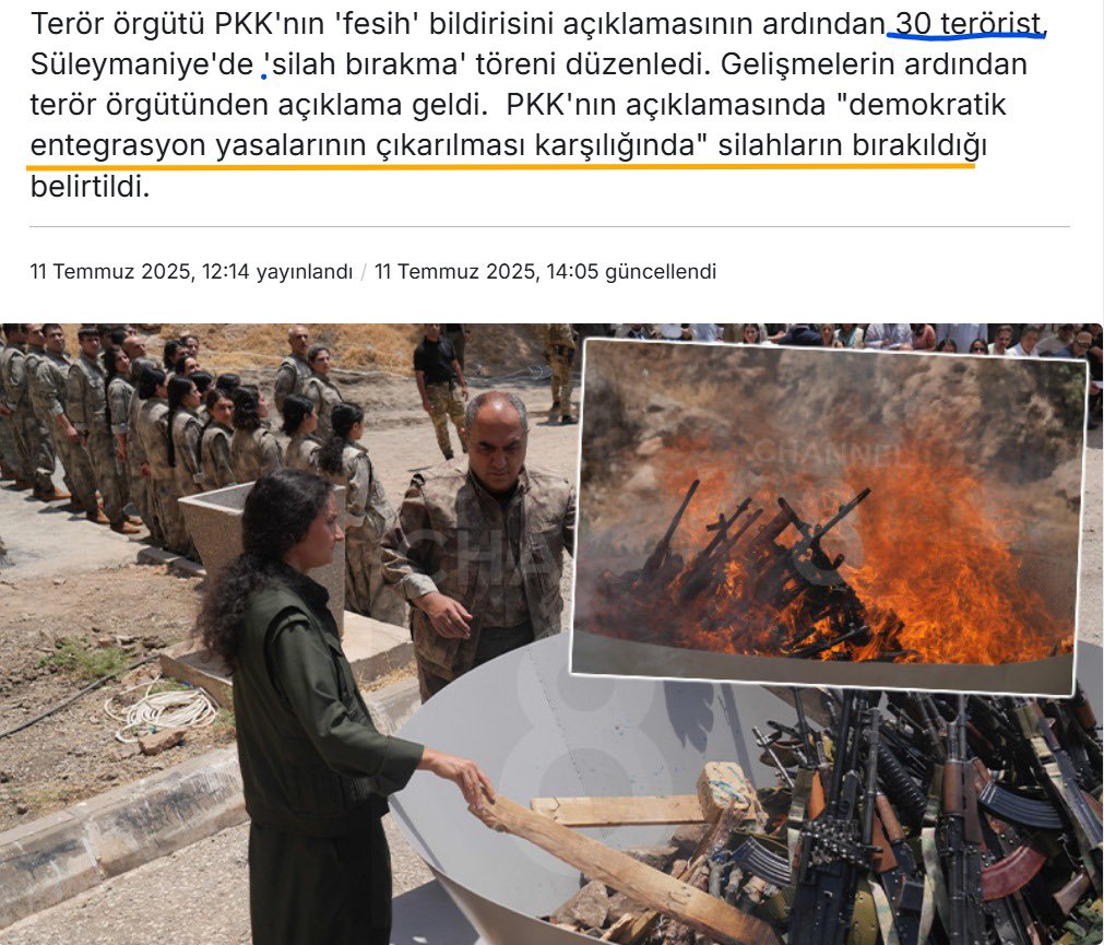 Soru:

PKKlı 30 terörist, Süleymaniye’de ağırlıkları üçer kilodan toplamda 30 tüfek ve yine ağırlıkları 0.2 kilodan 60 şarjör bırakmak suretiyle, büyük bir kazanda ateşe vermişlerdir 🤷‍♂️ 

Peki 30 kilo tüfek ve 12 kilo şarjör karşılığında Türkiye Cumhuriyeti Devleti’nden toplamda