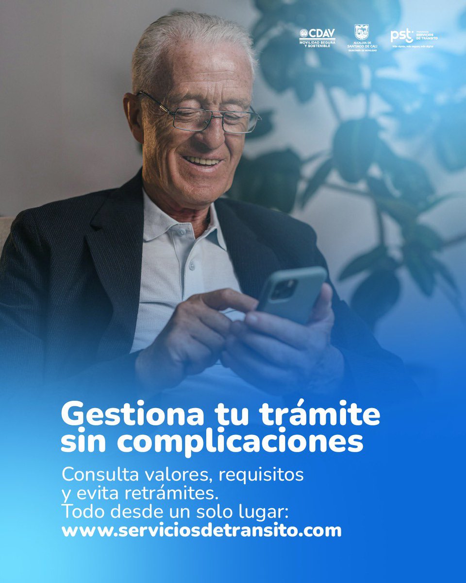 PSTCali's tweet photo. 📲 Consulta y gestiona tus trámites de tránsito fácil y rápido
Revisa requisitos, valores y evita retrámites ingresando a 👉 https://t.co/4GZFrjSHuF
¡Accede a toda la información actualizada desde cualquier dispositivo y sin complicaciones!

#SecretaríadeMovilidad #Movilidad https://t.co/5LFkmWL3VV