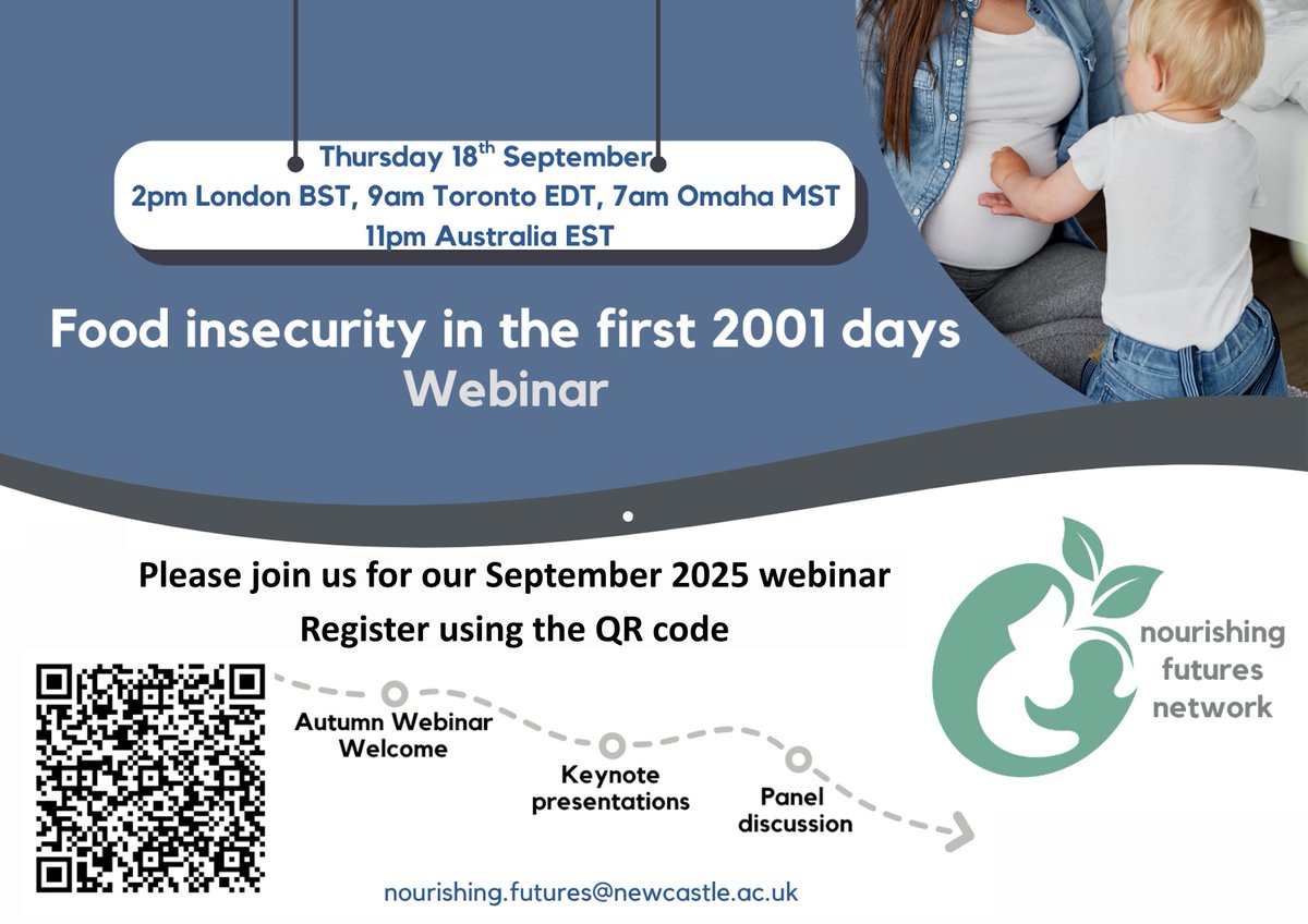 nourishingftrs's tweet image. 📣Save the Date: Sept 18!

Join experts from🇬🇧🇺🇸🇨🇦to explore Food Insecurity in the First 2001 Days—and how we can change the story

📖To register:
visit our website🔗bit.ly/4lnsLnG,
email us at📩nourishing.futures@newcastle.ac.uk
or scan👇the QR code!
