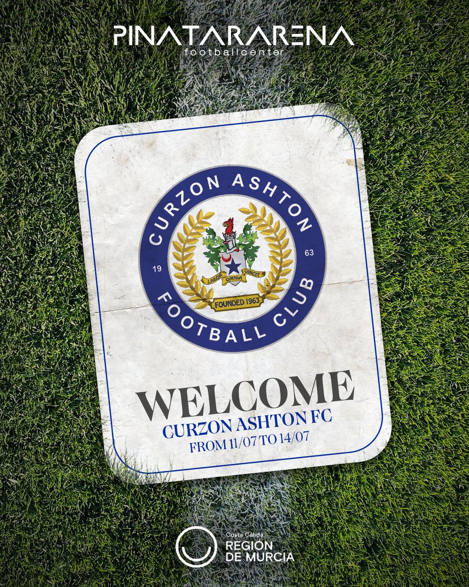🔵 ¡Bienvenidos a Pinatar Arena, Curzon Ashton FC!

Es un placer recibir al club por primera vez en nuestras instalaciones. Les deseamos mucha suerte y una estancia productiva durante su preparación de pretemporada hasta el 14 de julio. ⚽☀️

#VeranoenPinatarArena