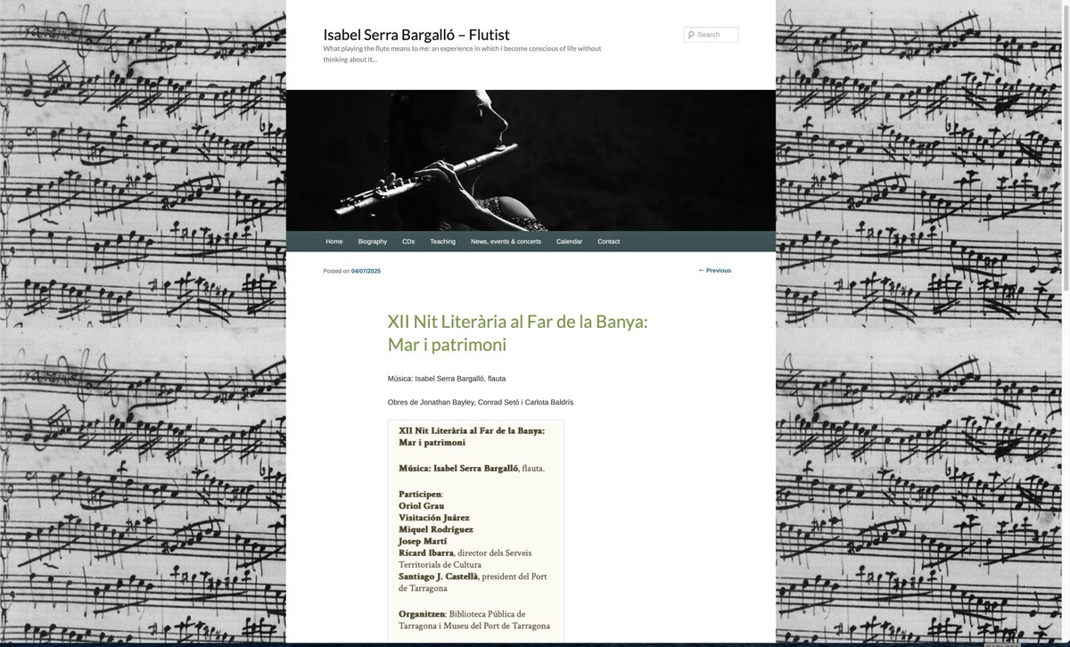 A la XII Nit Literària al Far de la Banya, a Tarragona, l'@isabelserrabargallo interpretarà les meves 'Petites reflexions sobre la pau' per a flauta travessera, inspirades en els quadres de Ramon Llobet. Moltes gràcies, Isabel!❤️@ramonllovet <a href="/TGNcultura/">Tarragona Cultura</a>