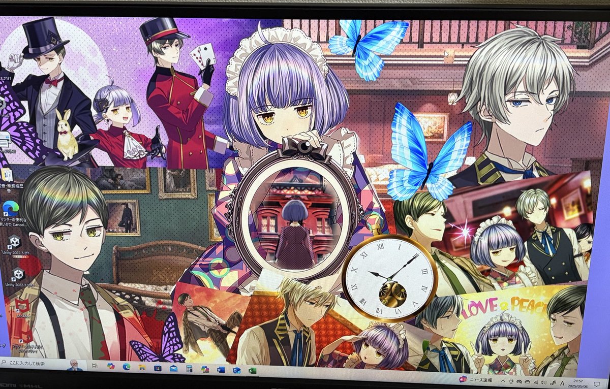 ていうことで個人的な自慢させてください😳私のPCデスクトップ😁😁
実は小学生の頃から画像加工が趣味でして私の今ハマっている作品「誰ソ彼ホテル」を自分好みに加工しました🤗
我ながらにこだわりました✨