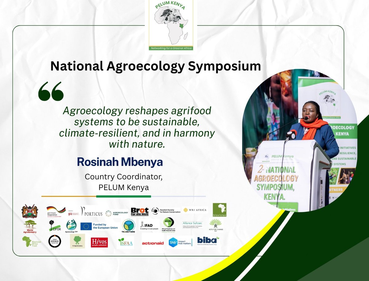 Agroecology reshapes Agrifood systems to be sustainable, clomate-resilient, and in harmony with nature

#AgroeocologysymposiumKE