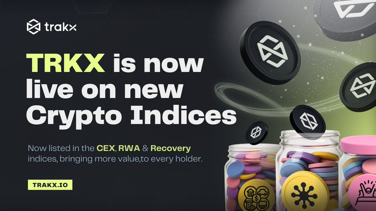 TRKX is now live in the CEX, RWA, and Recovery indices! 📢

After our first community vote, TRKX has officially been added to all these crypto indices (7% weighting). From today, the token benefits from deeper, index-driven liquidity, bringing even more value to every TRKX