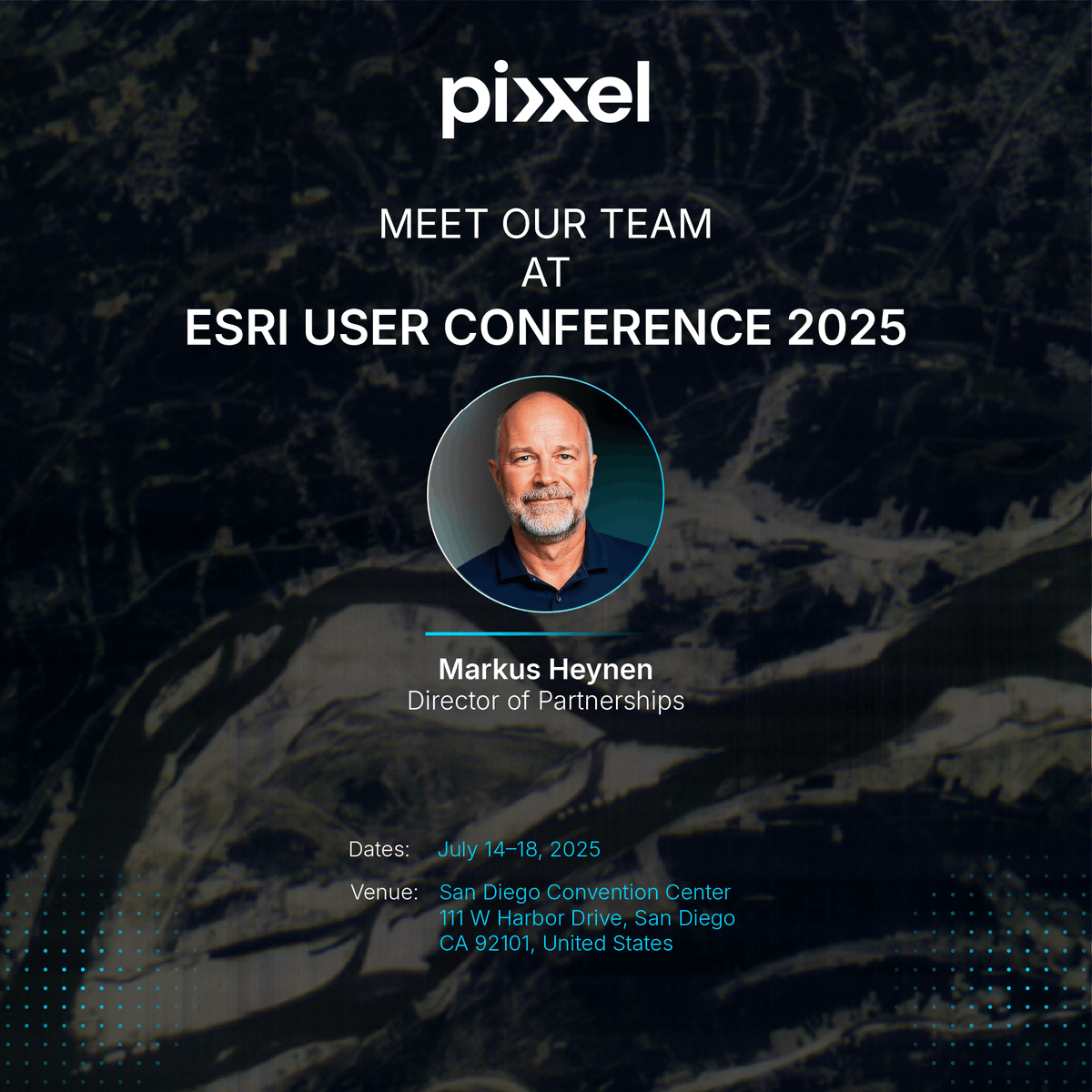 PixxelSpace's tweet image. 🌎 Pixxel at Esri User Conference 2025 – Let’s Connect!
Heading to San Diego next week for the Esri UC? We’ll be there too! Catch up with Markus Heynen, our Director of Partnerships, to explore how Pixxel’s 5-meter hyperspectral satellites are driving insights across…
