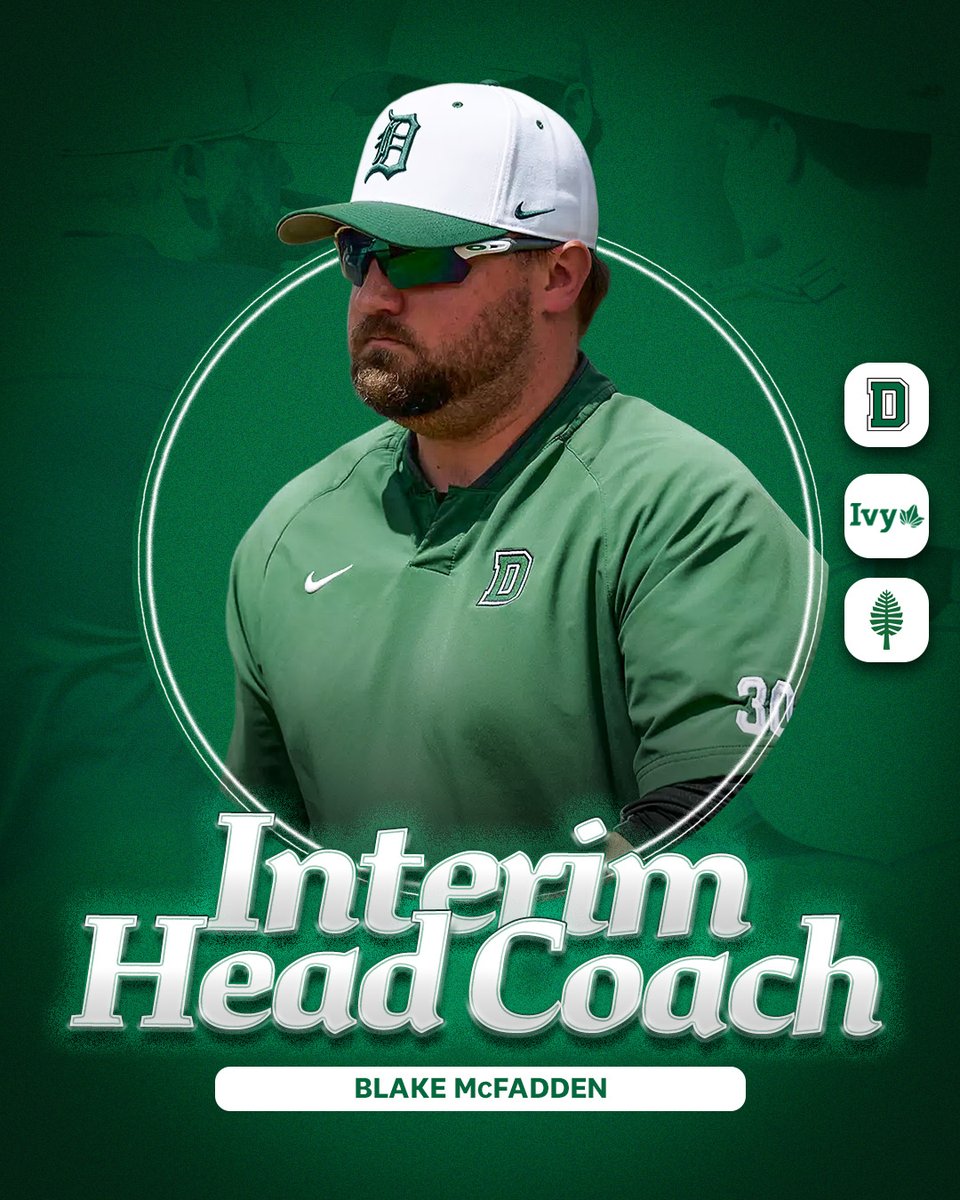 BigGreenBSB's tweet image. A new chapter for Dartmouth Baseball! We are excited to announce that Blake McFadden has been elevated to Interim Head Coach for the 2025-26 season.
📰: dartsports.co/4lI4mJs
#GoBigGreen | #TheWoods🌲