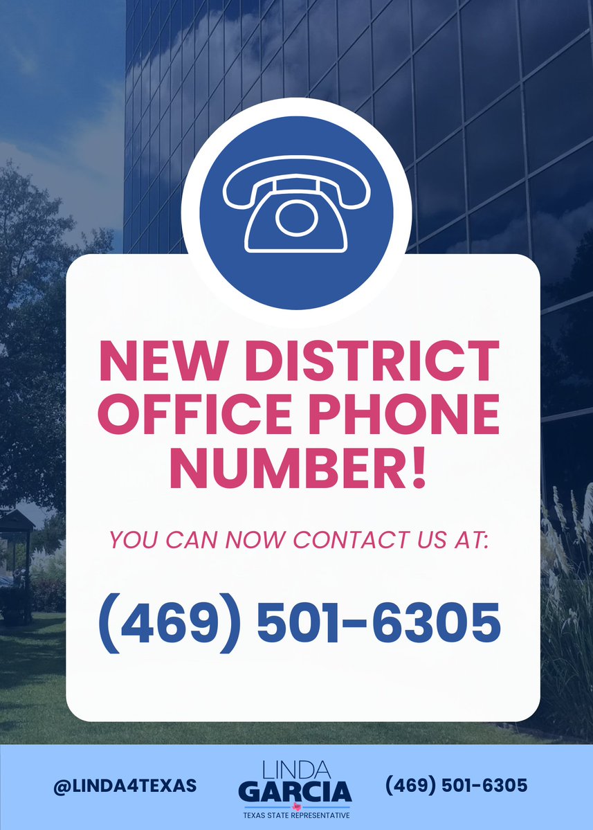 lindafortexas's tweet image. We’re here to assist with state services, listen to your concerns, and keep you connected to what’s happening in HD 107.
Estamos aquí para ayudarle con los servicios estatales, escuchar sus preocupaciones, y mantenerlo conectado con lo que está sucediendo en HD 107.
#HD107
