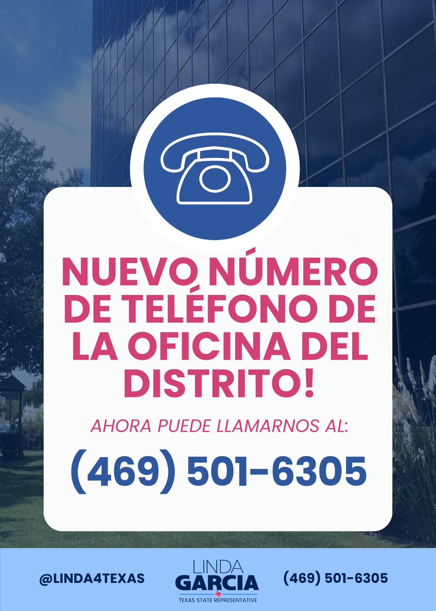lindafortexas's tweet image. We’re here to assist with state services, listen to your concerns, and keep you connected to what’s happening in HD 107.
Estamos aquí para ayudarle con los servicios estatales, escuchar sus preocupaciones, y mantenerlo conectado con lo que está sucediendo en HD 107.
#HD107