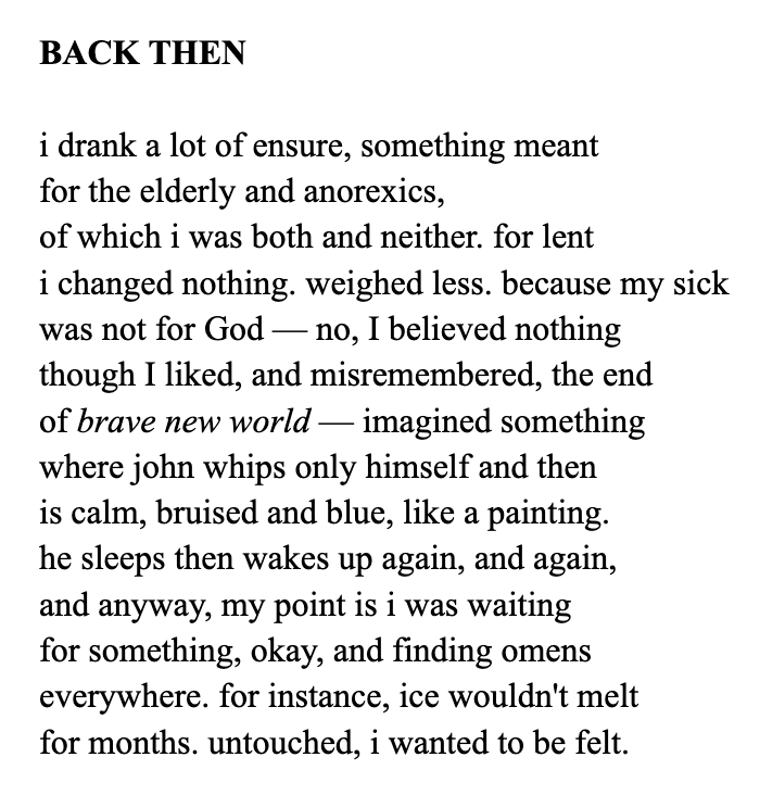 anyway here is a sonnet i wrote about how i was crazy in high school in michigan during covid. shoutout interlochen arts academy &amp; their incessant fundraising emails — if you wanted me to donate, you should have been a STEM school not a poetry one!!