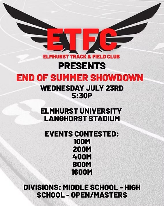 The Elmhurst End Of Summer Showdown is set to take place on July 23rd! Check out information about it here! Signup before it’s too late!

illinoisrunningnews.com/post/signup-fo…
