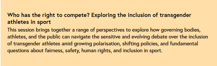 StanisElsborg's tweet image. At Play the Game 2025, we're hosting a main session on the inclusion of transgender athletes in sport.
We're seeking a sports federation voice for a diverse, nuanced panel. Contact me at stanis@playthegame.org if interested. More on sessions and speakers: playthegame.org/2025
