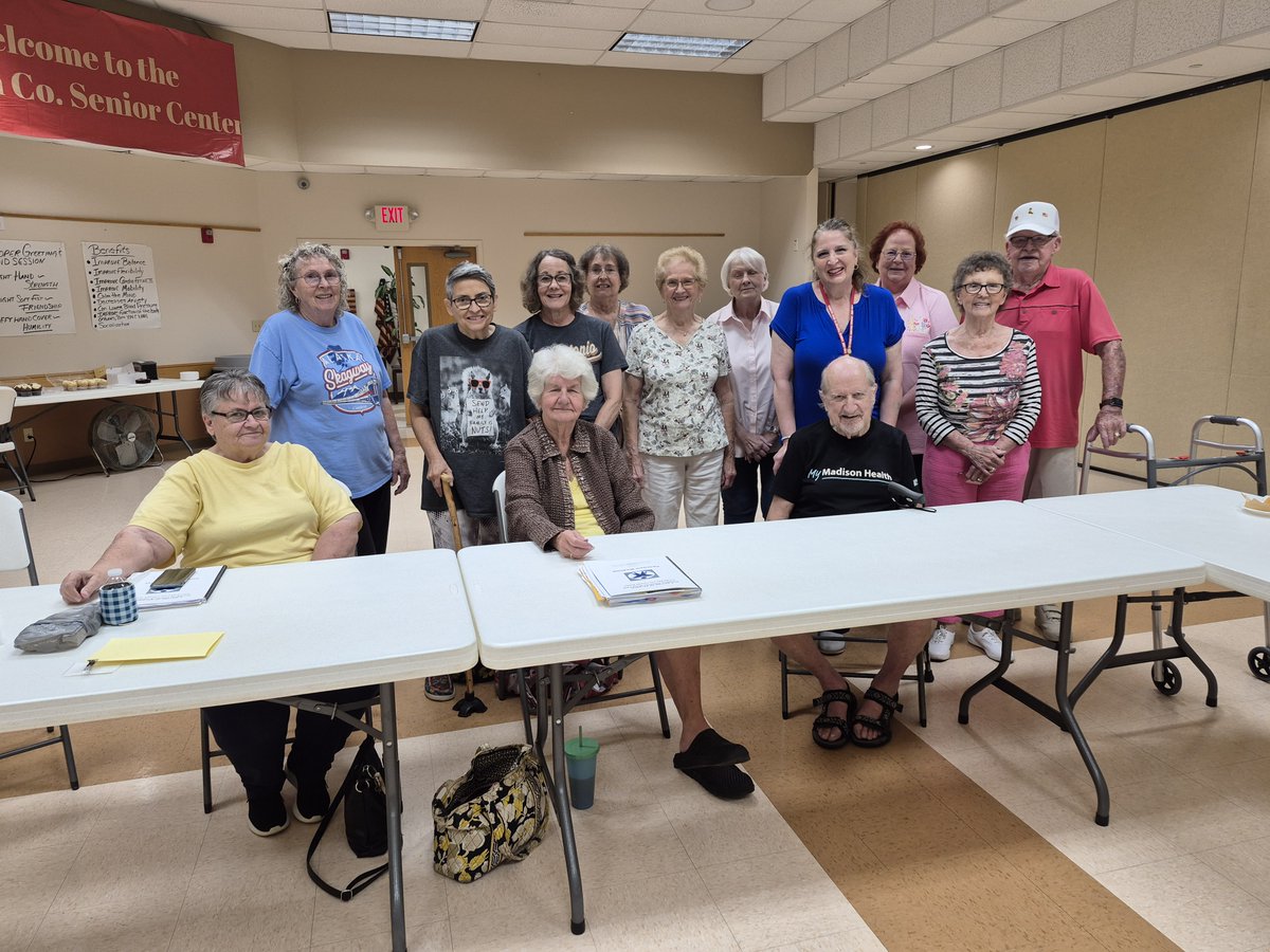 Participants in A Matter of Balance at the Madison County Senior Center took a group photo after their last class. A Matter of Balance workshops emphasize practical suggestions to reduce the fear of falling and increase activity levels in older adults. bit.ly/40yqkGP