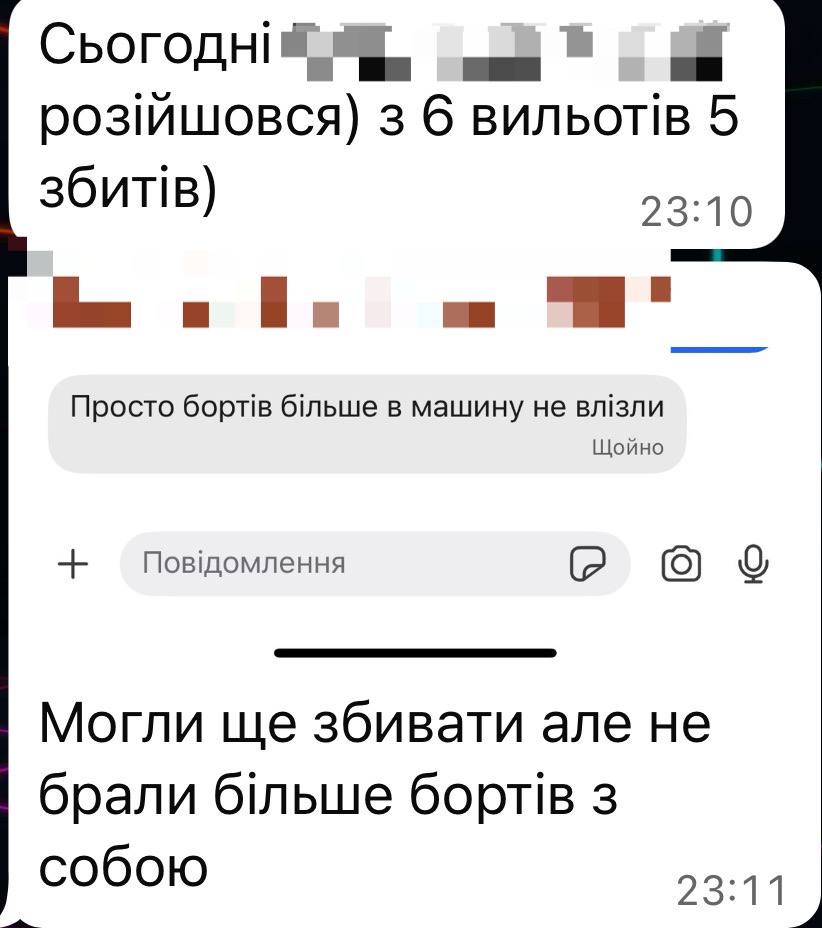 "Today [REDACTED] was on fire :) 5 downings out of 6 flights"

Ukrainian defenders are busy with Wild Hornets STING anti-Shahed interceptors🐝⚡

"We could have downed more [but] we couldn't fit more drones into the vehicle"

Please keep supporting! Join our Wild Hornets raffle