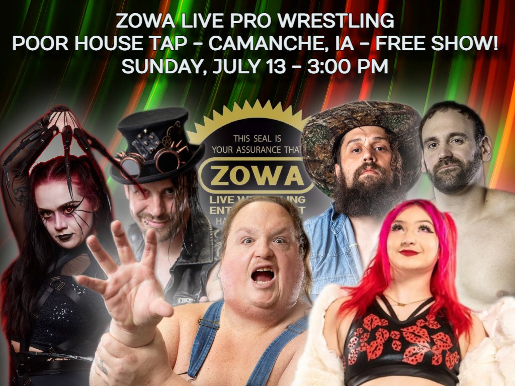 BREAKING: Due to already wet grounds and thunderstorms likely this evening, ZOWA has made the tough decision to postpone tonight's show until Sunday afternoon at 3pm. These decisions do not come easy but often need to be made early. See you Sunday!